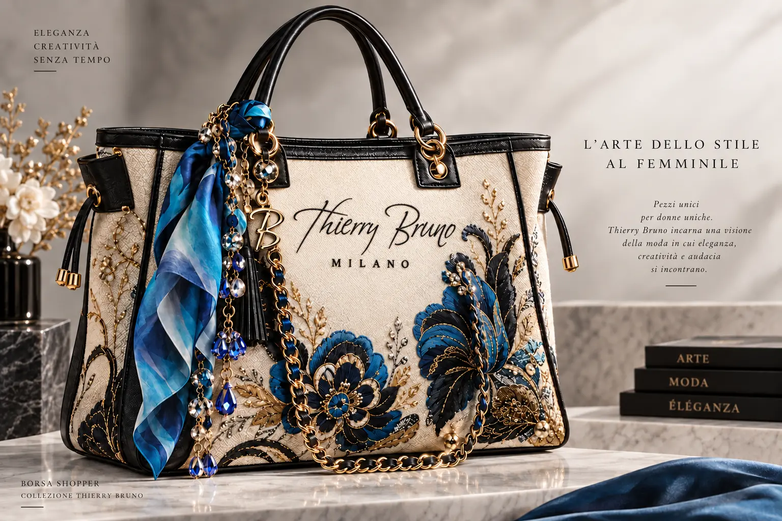 Borsa shopper ricamata Thierry Bruno